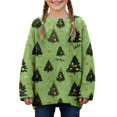 thumbnail image 1 of Girls Loose Long Sleeve Crew Neck Knit Sweater Christmas Tree Graphic For Fall Winter Daily Layering Wear, 1 of 4