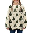 thumbnail image 1 of Girls Loose Long Sleeve Crew Neck Knit Sweater Christmas Tree Graphic For Fall Winter Daily Layering Wear, 1 of 4