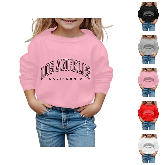 Girls Los Angeles Sweatshirts 2025 Long Sleeve Crewneck Casual Graphic Sweatshirt Kids Pullover Tops