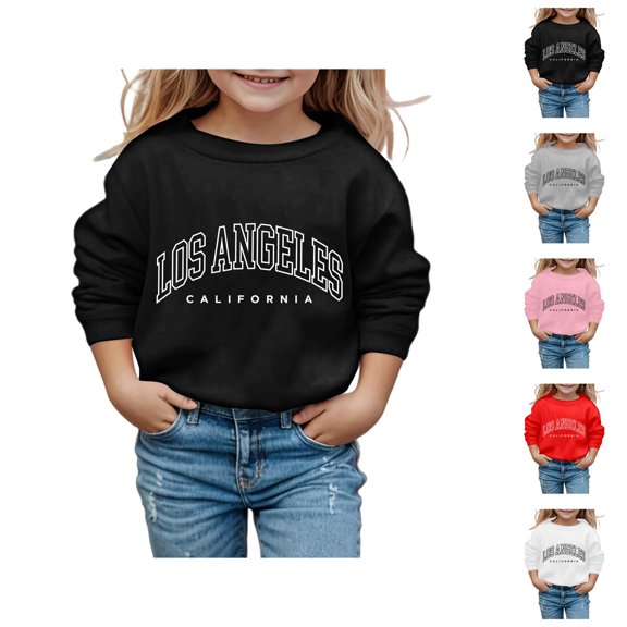 Girls Los Angeles Sweatshirts 2025 Long Sleeve Crewneck Casual Graphic Sweatshirt Kids Pullover Tops