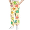 thumbnail image 1 of Girls Lounge Pants 5t Casual Star Joggers Pants with Pockets Pull-On Soft Casual Kids Fall Trousers Yellow, 7 T, 1 of 6