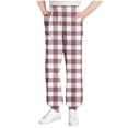 thumbnail image 1 of Girls Lounge Pants 5t Soft Plaid Joggers Pants with Pockets Pull-On Casual Kids Fall Trousers Wine, 11 T, 1 of 6