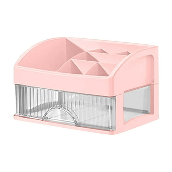 Girls Lovely Receiving Storage Box,Makeup Organizer with 1 Drawers, Cosmetic Display Cases, Makeup Storage Box ,Desktop/Vanity Countertop/Bathroom Counter Storage(Pink)