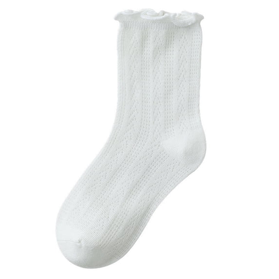 Girls Low Cut Socks Children's Socks Mesh Middle Tube Socks Solid Color Socks Kids Ankle Socks White XS