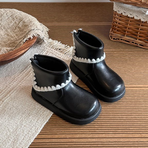 Girls Low Heel Ankle Boots, Rear Zipper Design Soft Sole Wear Resistant Shoes, Versatile Breathable Casual Footwear for All Seasons 11 Little Kids