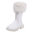 thumbnail image 1 of Girls Low Heel Knee High Fluffy Princess Boots Non Slip Winter Warm Slip On Knee Length Riding Booties, 1 of 6