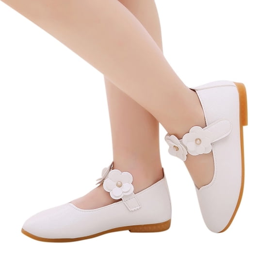 Girls Low Top Mary Jane Shoes Kids Lightweight Leather Ballet Flat Shoes Comfortable Slip On Loafers
