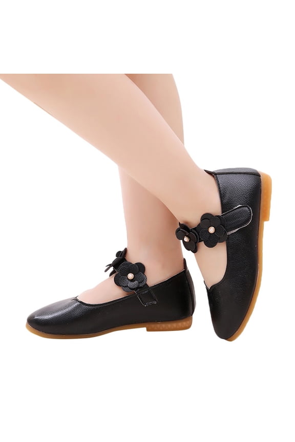 Girls Low Top Mary Jane Shoes Kids Lightweight Leather Ballet Flat Shoes Comfortable Slip On Loafers