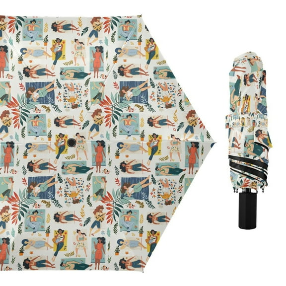 Girls Lying Down Compact Sun Umbrella Windproof Travel Umbrellas for Rain Strong Portable UV Protection