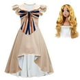 thumbnail image 1 of Girls M3gan Costume Uniform Dress Halloween Outfits with Bow and Gold Wigs, Size for 4-12 year, 1 of 6