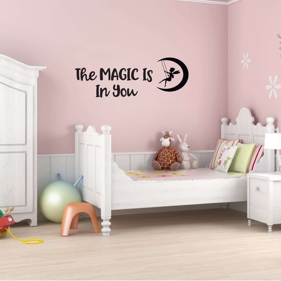 Girls The Magic is in You Cute Quotes & Sayings Wall Decal Decoration Motivational Quote Magical Vinyl Wall Decal Lasts Years and Easily Removable - Size: 30 In(W) x 12 In(H)