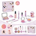 thumbnail image 1 of Girls Makeup Toy Set Pretend Play Cosmetics with Brushes Mirror Washable Accessories Role Play Gift for Kids Birthday Christmas(Purple), 1 of 7