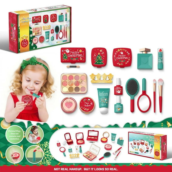 Girls Makeup Toy Set Pretend Play Cosmetics with Washable Accessories Role Play Gift for Kids Birthday Christmas Present(Multicolor)