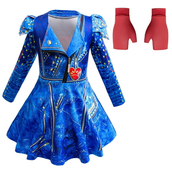 Girls Mal Costume Cosplay Dress Halloween Fancy Outfit Sets