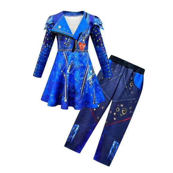 Girls Mal Costume Cosplay Dress Halloween Fancy Outfit Sets