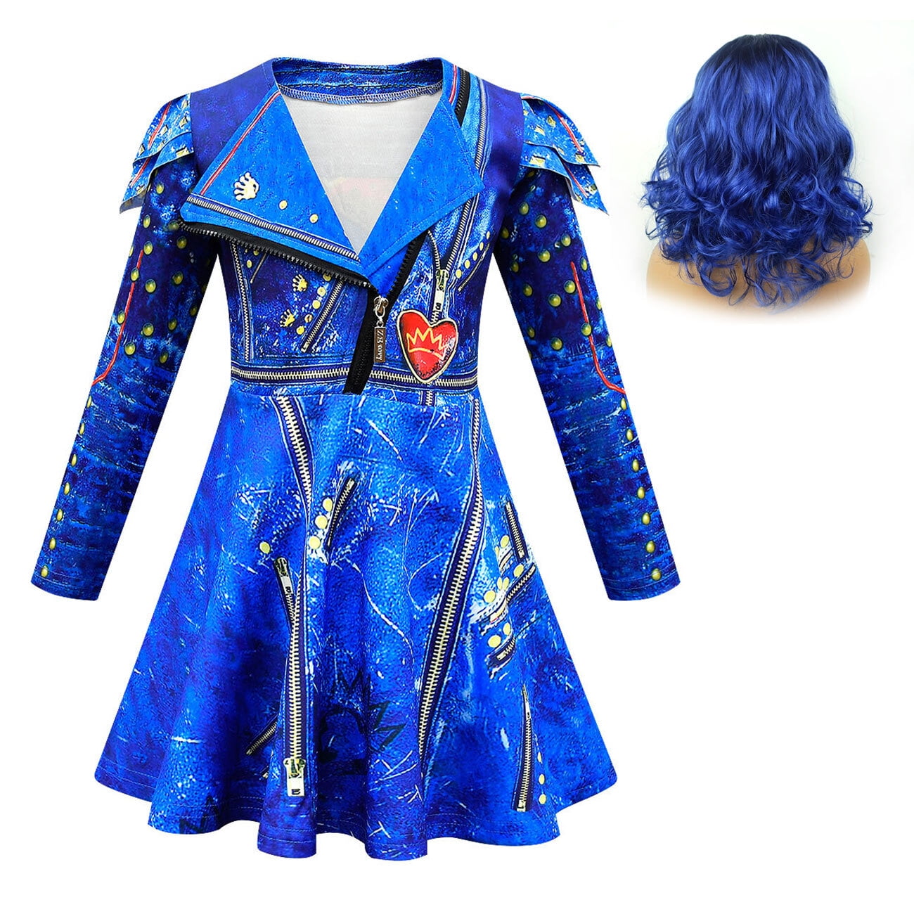 Girls Mal Costume Cosplay Dress Halloween Fancy Outfit Sets