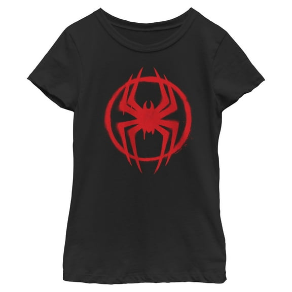 Girls Marvel: Spider-Man: Across the Spider-Verse Graffiti Red Logo T Shirt