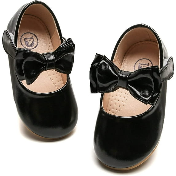 Girls Mary Jane Dress Shoes Front Bow Ballerina Flats Princess Wedding Party School Shoes (Toddler/Little Kid/Big Kid)