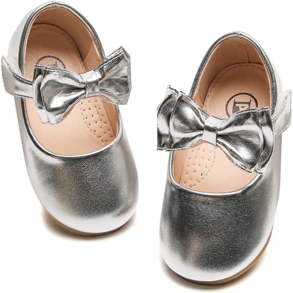Girls Mary Jane Dress Shoes Front Bow Ballerina Flats Princess Wedding Party School Shoes (Toddler/Little Kid/Big Kid)
