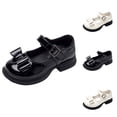 thumbnail image 1 of Girls Mary Jane Dress Shoes Glossy Patent PU Flats with Bow Chunky Platform Sole Non-Slip Outsole for Toddler & Little Kids & Big Kids White 36, 1 of 6