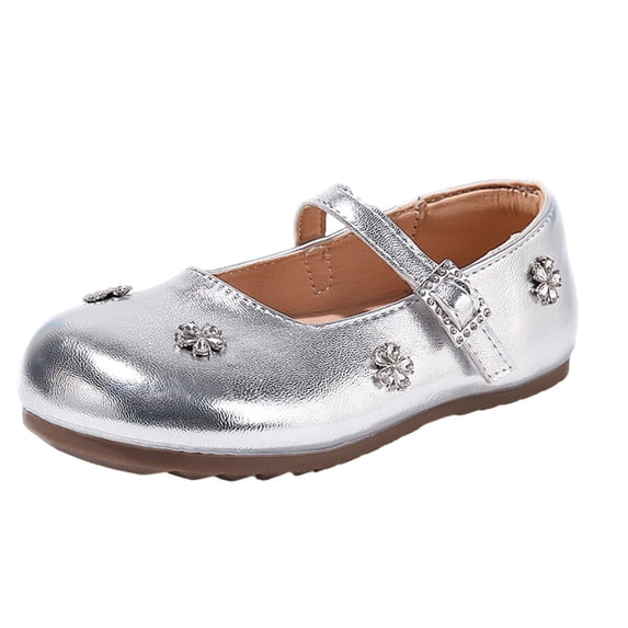 Girls Mary Jane Dress Shoes, Sparkly Flower Princess Shoes for Wedding & Party
