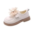 thumbnail image 1 of Girls Mary Jane Flats Princess Shoes Rhinestone Heart Bow PU Dress Shoes with Hook and Loop Strap Non Slip Soft Sole Footwear for Wedding Party and Daily Casual Wear Beige 31, 1 of 9
