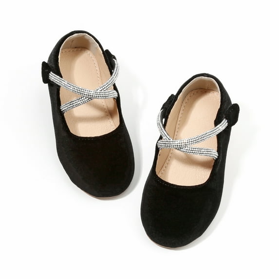 Girls Mary Jane Flats Toddler Kids School Uniform Party Dress Shoes(AF332 Black/10M)