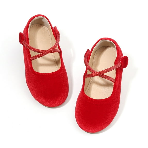 Girls Mary Jane Flats Toddler Kids School Uniform Party Dress Shoes(AF332 Red/5M)