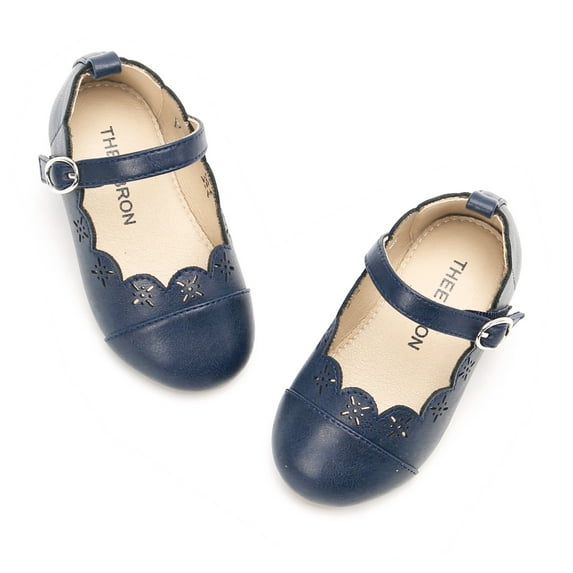 Girls Mary Jane Flats Toddler Kids School Uniform Party Dress Shoes(AG280 Blue/7M)