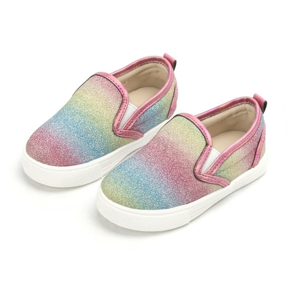 Girls Mary Jane Flats Toddler Kids School Uniform Party Dress Shoes(AS32 Rainbow/8M)