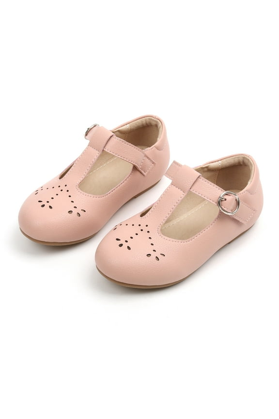 Girls Mary Jane Flats Toddler Kids School Uniform Party Dress Shoes(AX314 Pink/4M)
