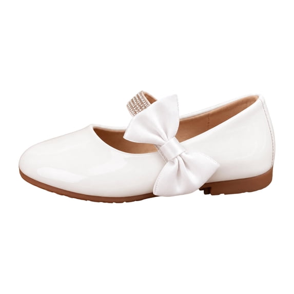 Loop Concert Girls Mary Jane Round Toe Dress Shoes Satin Bow Rhinestone Hook and ...