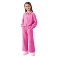 thumbnail image 1 of Girls Matching Set Hot Pink 2 Piece Outfit, Ribbed Knit Button Down Shirt & Wide Leg Pants for Girls 7-12 Years, Tween Casual School Clothes,Size 9-10 T, 1 of 8
