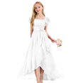 thumbnail image 1 of Girls Maxi Dress, Flowy Tiered Skirt with Smocked Bodice and Ruffle Hem, Beautiful Dress for Birthday Parties, Weddings, and Special Photos.,White,130, 1 of 3