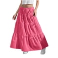 thumbnail image 1 of Girls Maxi Skirt Boho Flowy Flared Ruffle Elastic Waisted A Line Long Skirts 2026 Spring Summer Clothes Size 4-15, 1 of 8