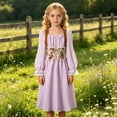 thumbnail image 1 of Girls Medieval Long Sleeve Dress French Court Style Floral Toddler A Line Party Gown, 1 of 4