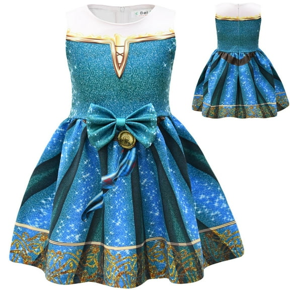 Girls Merida Sleeveless Dress Cosplay Casual Party Costume 2-8T