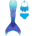 thumbnail image 1 of Mermaid Tail for Girls 3Pcs Kids Mermaid Swimwear Costume Bathing Suit Cute Ruffle Tankini 3-13T, 1 of 6