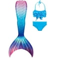 thumbnail image 1 of Hejin Mermaid Tail for Girls 3Pcs Kids Mermaid Swimwear Costume Bathing Suit Cute Ruffle Tankini 3-13T, 1 of 6
