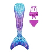 Mermaid Tail for Girls 3Pcs Kids Mermaid Swimwear Costume Bathing Suit Cute Ruffle Tankini 3-13T