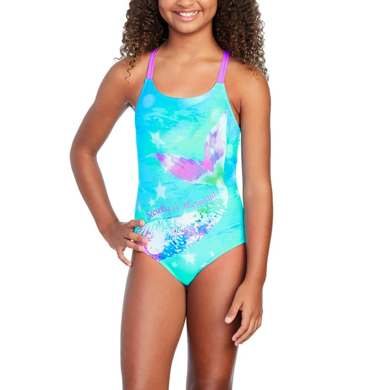 Girls Mermaid Fashion 1 Piece Swimsuit Walmart