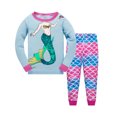 thumbnail image 1 of Girls Mermaid Pajamas Set, Long Sleeve Crewneck Sleep Top and Pull-On Pants Sleepwear, Blue/Pink 10T, 1 of 7