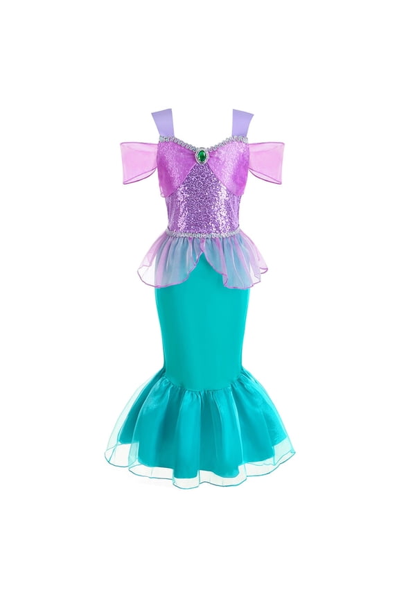 Girls Mermaid Princess Ariel Costume Cosplay Carnival Birthday Party Mermaid Dress