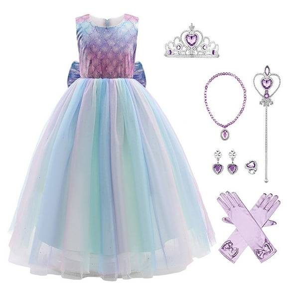 Girls Mermaid Princess Dress Halloween Costume Birthday Party Outfits