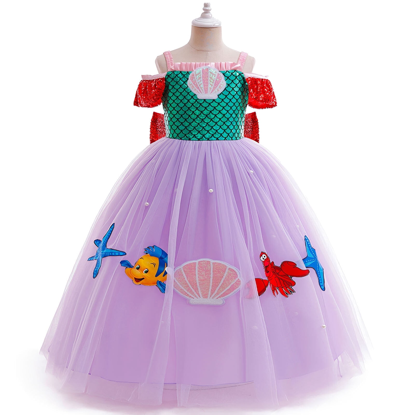 Girls Mermaid Princess Dress Halloween Costume Dress up for Ariel 8-9 Year