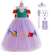 Girls Mermaid Princess Dress w/Accessories Halloween Costume Dress up 4-5 Year