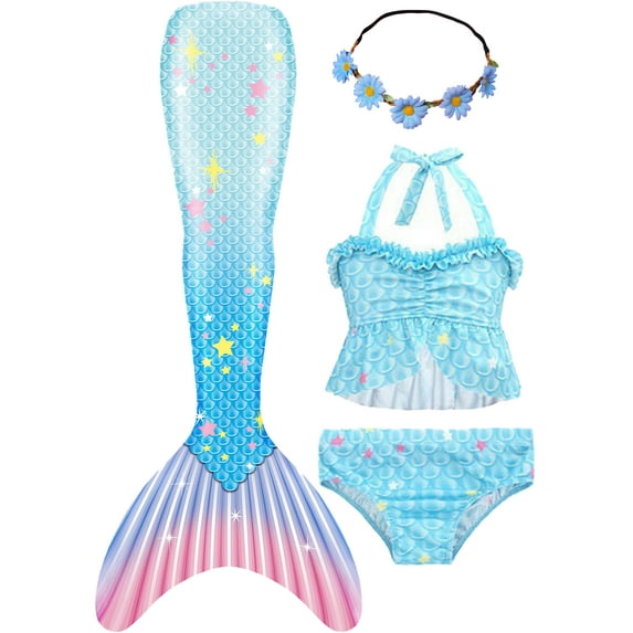 Girls Mermaid Swimming Tail Kids Mermaid Swimwear Sea Costume 5-6Years