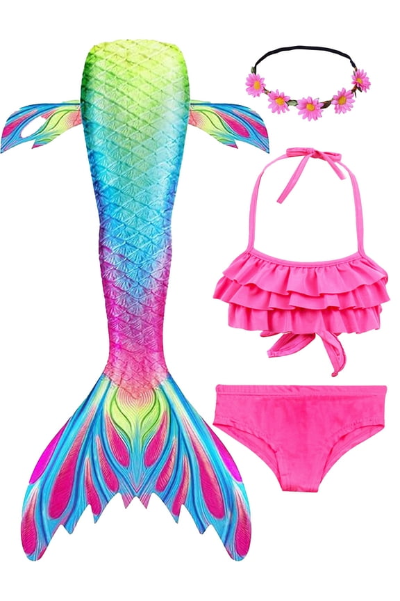 Girls Mermaid Tail Kids Mermaid Swimsuits Sea Costume 11-12Years