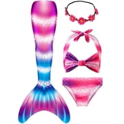 Girls Mermaid Tail Kids Mermaid Swimsuits Sea Costume 11-12Years