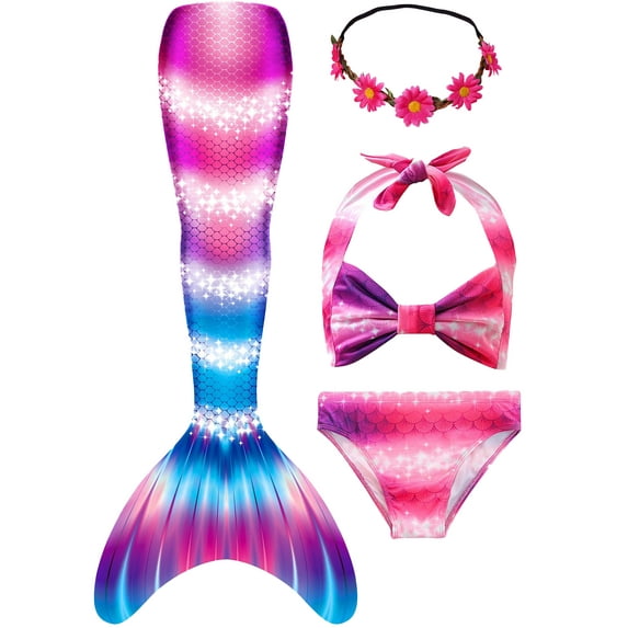 Girls Mermaid Tail Kids Mermaid Swimsuits Sea Costume 11-12Years
